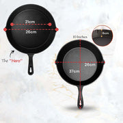 10inch 26cm Cast Iron Skillet Cookware Chef Quality Pre-Seasoned Pan Pans V324-TSD-FRPAN25CM