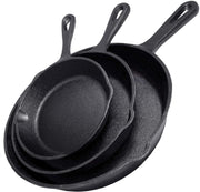 Cast Iron Skillet Cookware 3-Piece Set Chef Quality Pre-Seasoned Pan 10" 8" 6" Pans V324-TSD-FRPANSET