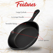 Cast Iron Skillet Cookware 3-Piece Set Chef Quality Pre-Seasoned Pan 10" 8" 6" Pans V324-TSD-FRPANSET