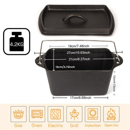 Cast Iron Bread Pan with Lid Non-Stick, Durable Loaf Pan for Perfect Baking V324-TSD-SINBREPOT