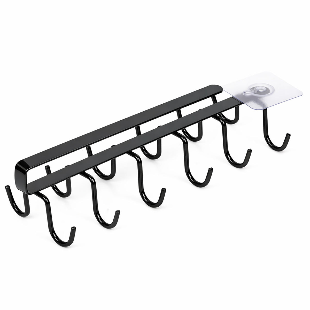 Under Cabinet Mug Holder 12 Hooks No Drill Cup Rack Organizer for Kitchen Storage Black V324-TYWJKITRACK12HK-BK