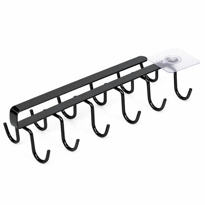 Under Cabinet Mug Holder 12 Hooks No Drill Cup Rack Organizer for Kitchen Storage Black V324-TYWJKITRACK12HK-BK
