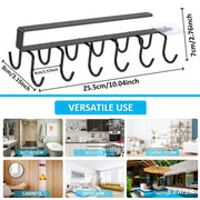 Under Cabinet Mug Holder 12 Hooks No Drill Cup Rack Organizer for Kitchen Storage Black V324-TYWJKITRACK12HK-BK