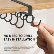 Under Cabinet Mug Holder 12 Hooks No Drill Cup Rack Organizer for Kitchen Storage Black V324-TYWJKITRACK12HK-BK