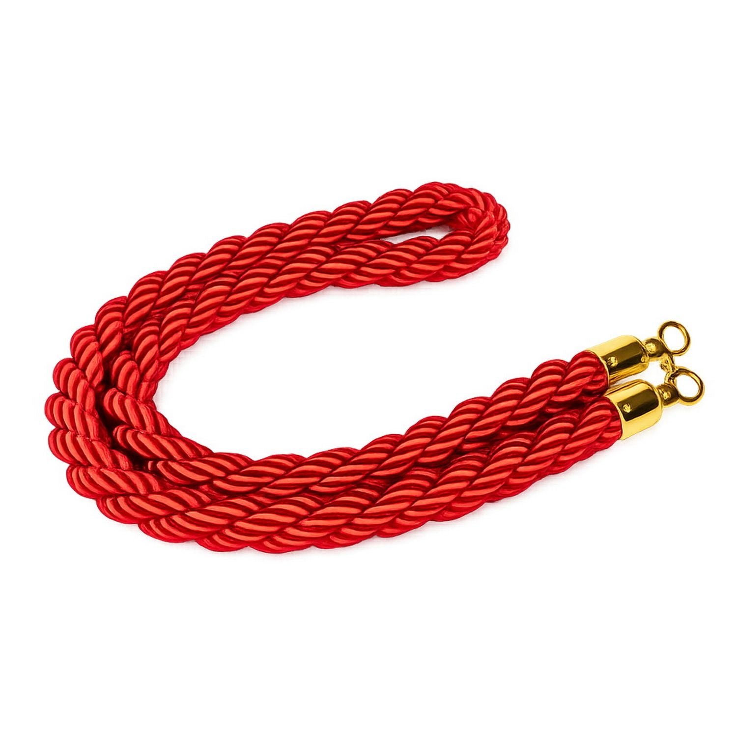 Premium Velvet Rope Barrier Queue Rope with Gold Hooks Red 150cm VIP Crowd Control Rope V324-VR150-RD-GH
