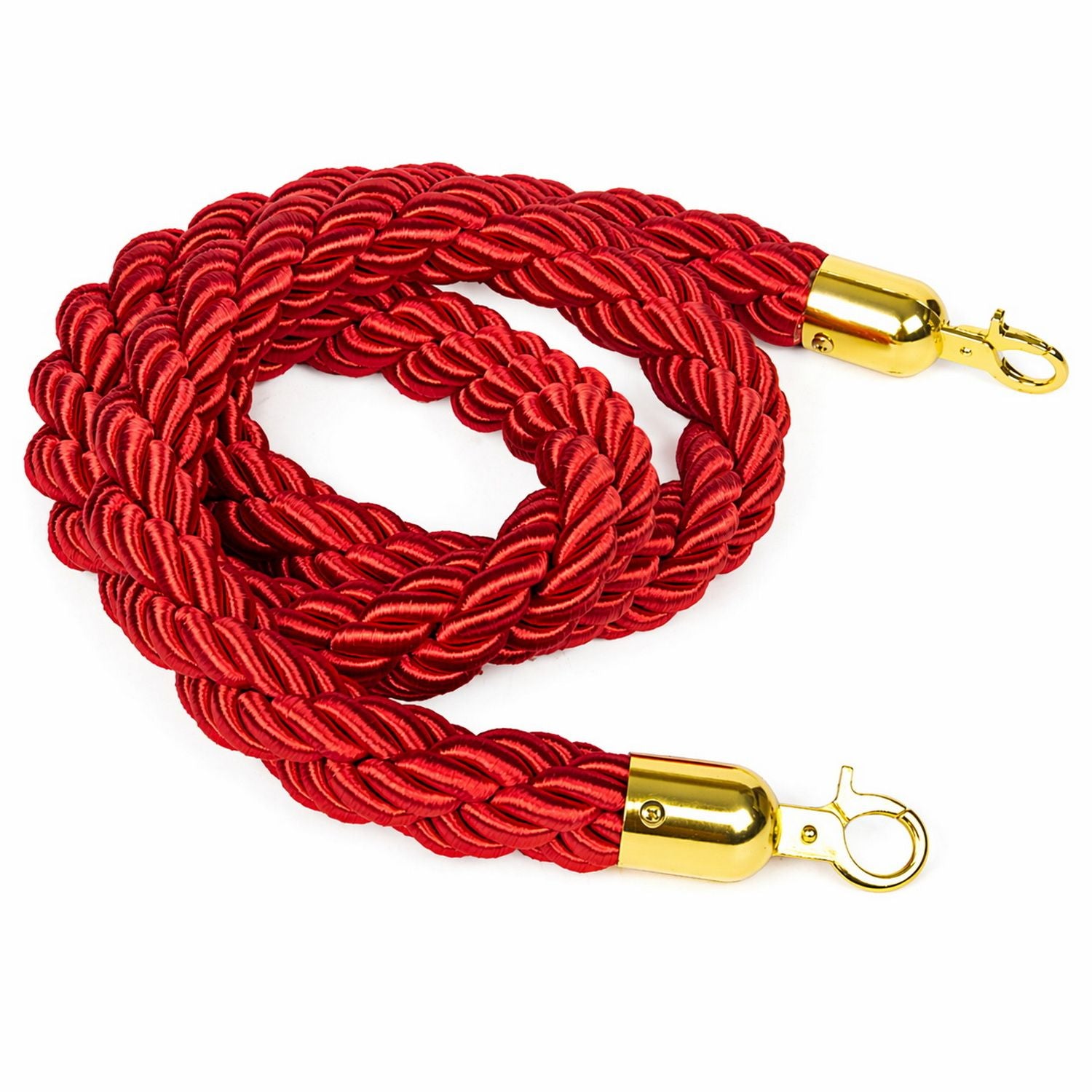 Premium Velvet Rope Barrier Queue Rope with Gold Hooks Red 150cm VIP Crowd Control Rope V324-VR150-RD-GH