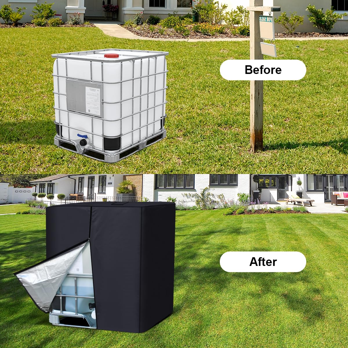 1000L 275 Gallon 420D IBC Tote Water Tank Cover Sunshade Waterproof Protective Cover IBC Tote Covers V324-WATERTCOVER-1000L