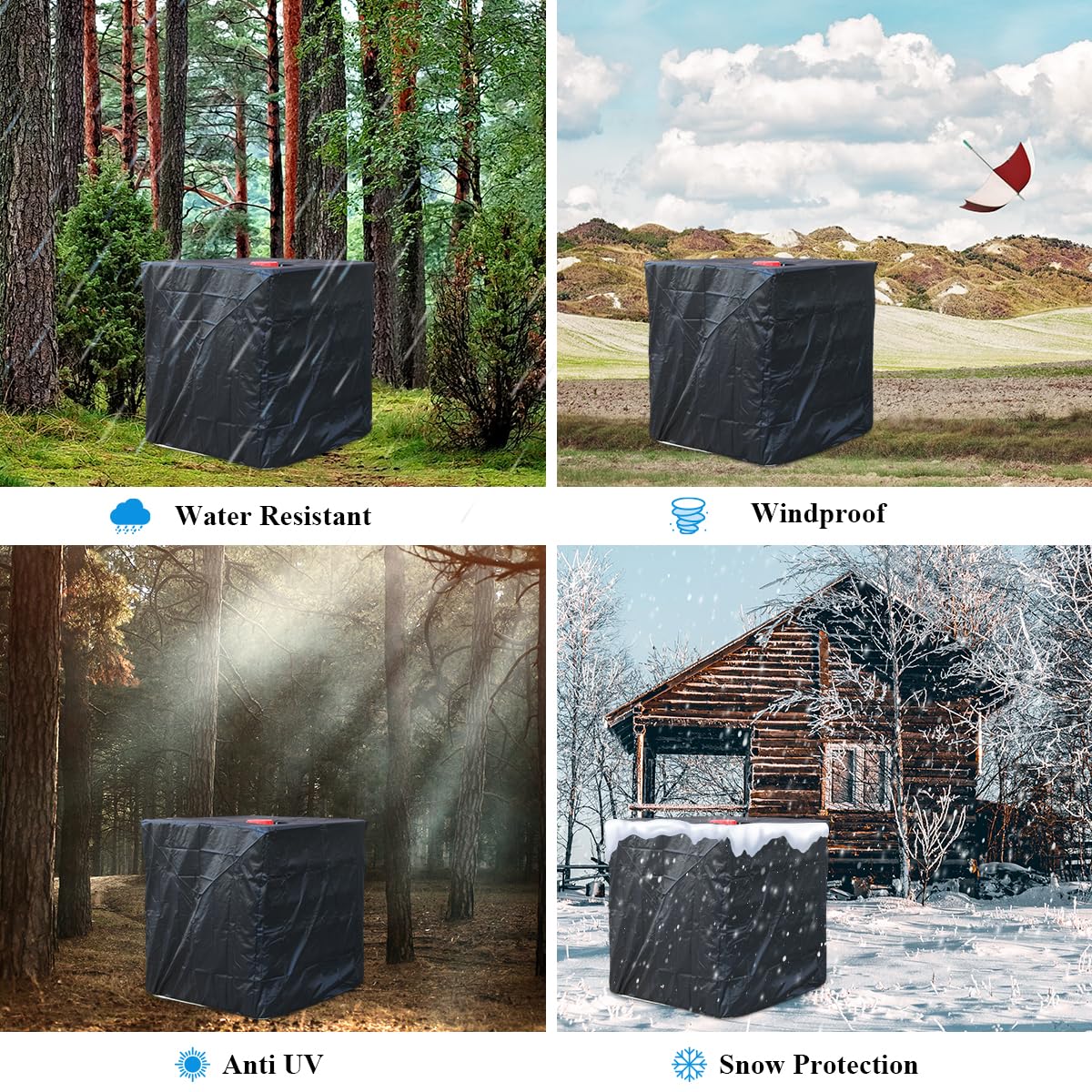 1000L 275 Gallon 420D IBC Tote Water Tank Cover Sunshade Waterproof Protective Cover IBC Tote Covers V324-WATERTCOVER-1000L