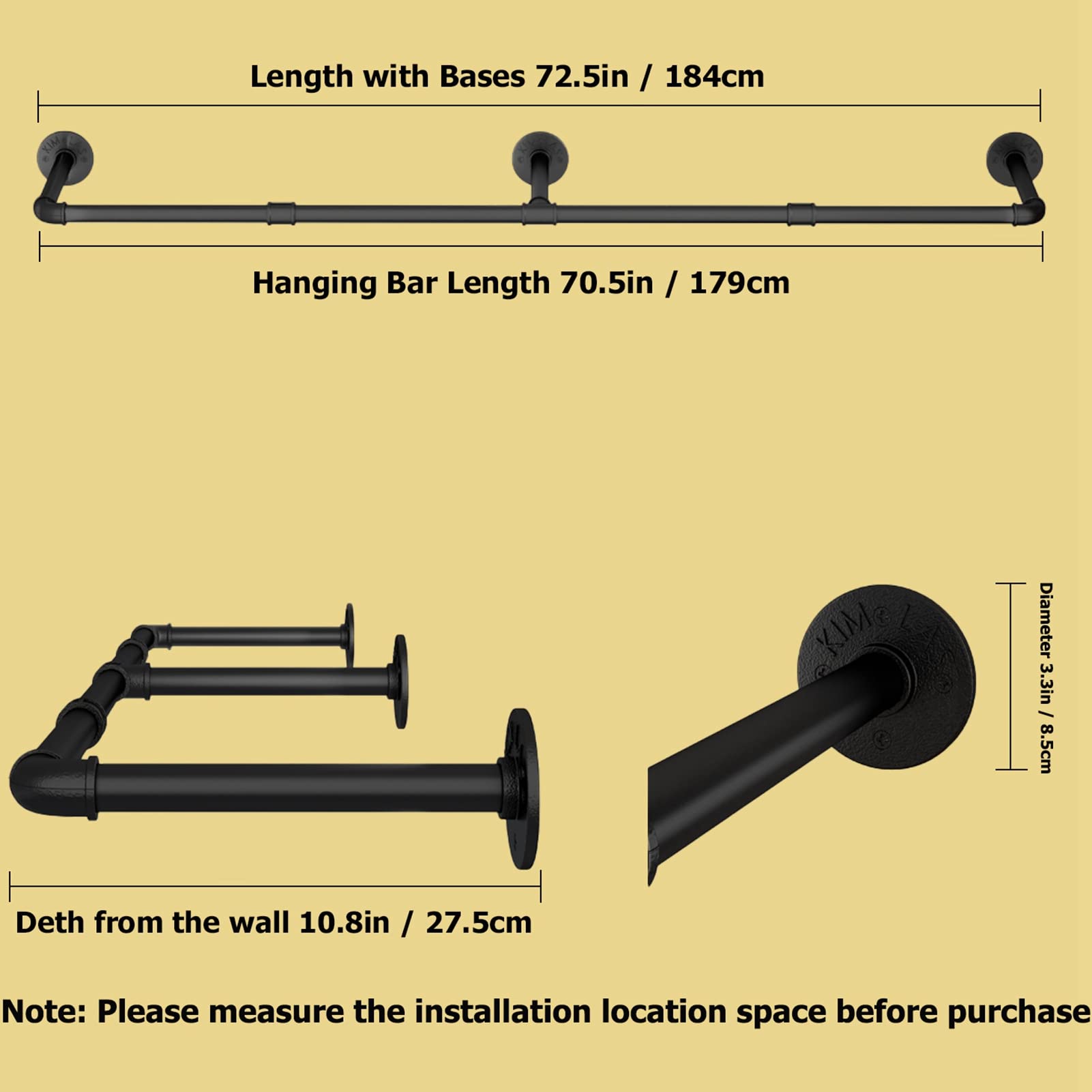 184cm Clothing Racks for Hanging Clothes Garment Rack Industrial Pipe clothes Rack Drying Rack V324-WCLOTHRACK-184CM
