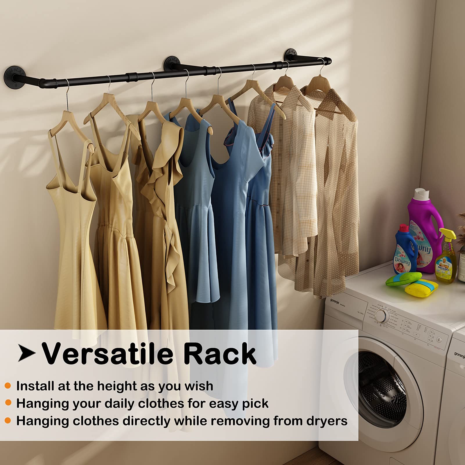 184cm Clothing Racks for Hanging Clothes Garment Rack Industrial Pipe clothes Rack Drying Rack V324-WCLOTHRACK-184CM
