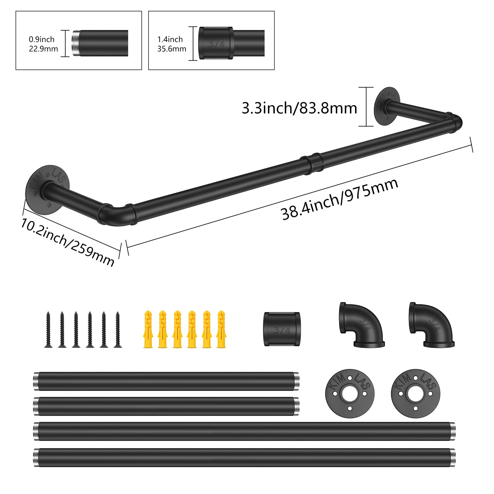 97cm Clothing Racks for Hanging Clothes Garment Rack Industrial Pipe clothes Rack Drying Rack V324-WCLOTHRACK-91CM