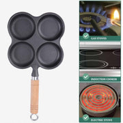 4 Cup Cast Iron Egg Frying Pan Divided Egg Skillet Pan Fried Egg Pan Cooker Pancake Egg Fryer V324-WD-EGGFRYPAN4P