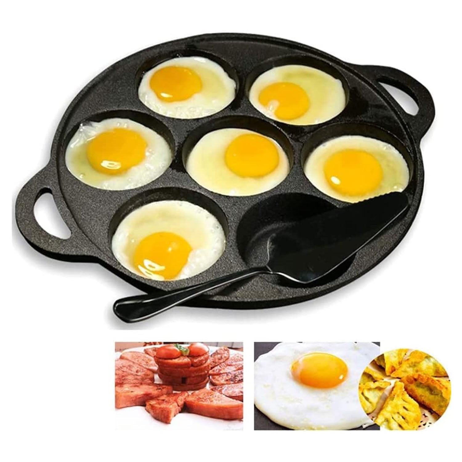 7 Cup Cast Iron Egg Frying Pan Divided Egg Skillet Pan Fried Egg Pan Cooker Pancake Egg Fryer V324-WD-EGGFRYPAN7P