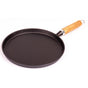 Pre-Seasoned 26cm Cast Iron Fry Pan Cookware Heat-Resistant Wooden Handle V324-WD-FRYPAN26CM