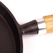 Pre-Seasoned 26cm Cast Iron Fry Pan Cookware Heat-Resistant Wooden Handle V324-WD-FRYPAN26CM