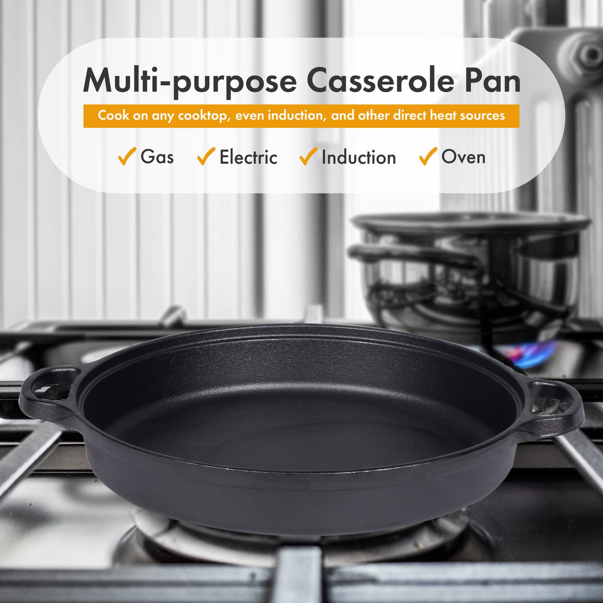 30cm Cast Iron Dutch Oven With Handles Lid Cast Iron Skillet Braising Pan For Casserole Dish Crock Pot Stewpan V324-WD-HIFRYPAN30CM