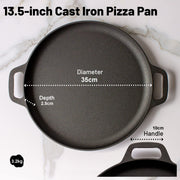 13.5" 35cm Pre-Seasoned Cast Iron Pizza Baking Pan Cooking Griddle Stove Oven Grill Campfire V324-WD-LOFRYPAN35CM
