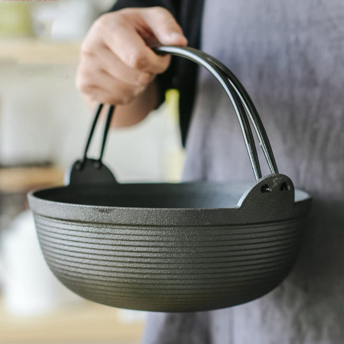 29cm Cast Iron Sukiyaki Iron Pot Japanese Shabu Shabu Pot Pan Stockpot Wooden Lid Home Camping Picnic V324-WD-SXSOUPPOT29CM