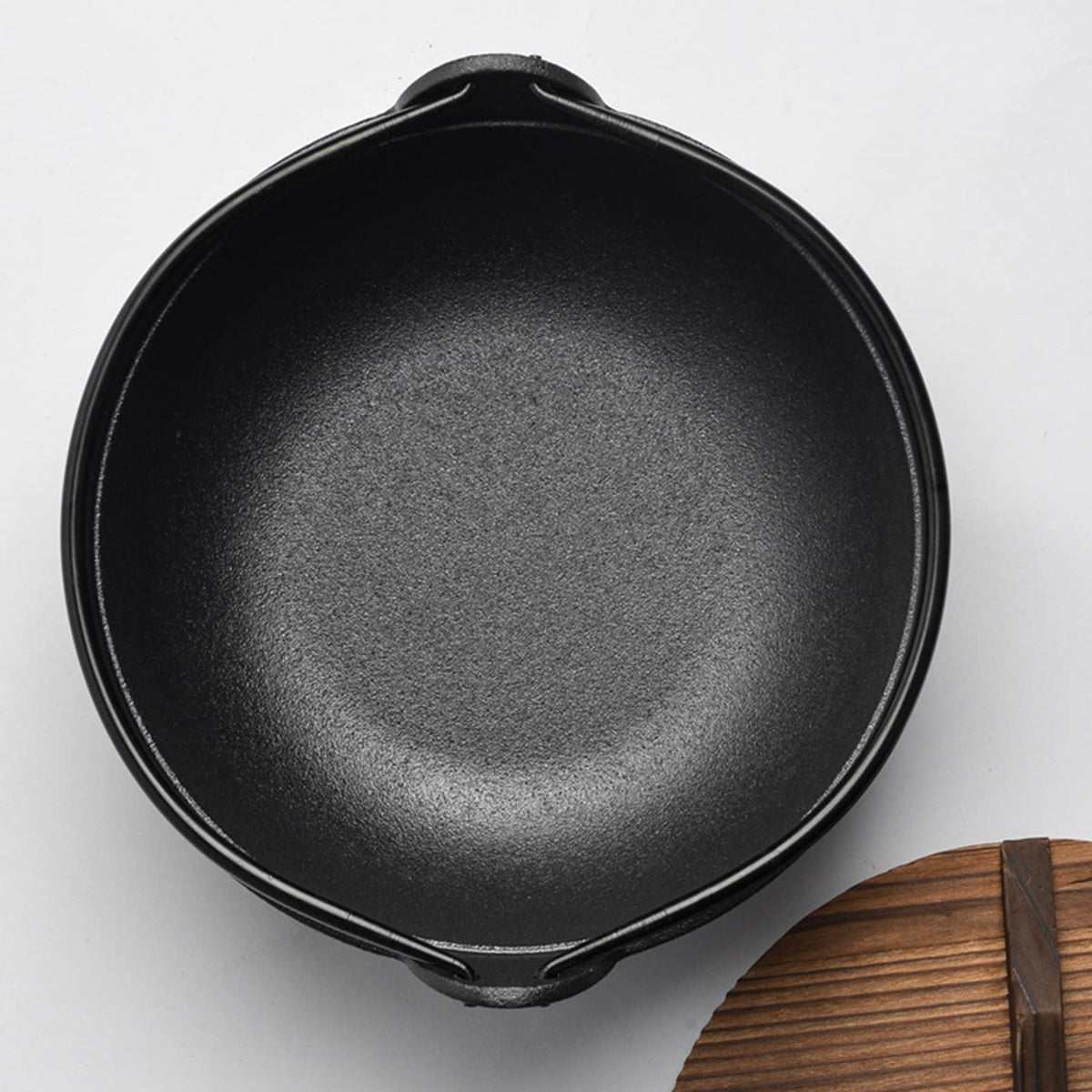 29cm Cast Iron Sukiyaki Iron Pot Japanese Shabu Shabu Pot Pan Stockpot Wooden Lid Home Camping Picnic V324-WD-SXSOUPPOT29CM