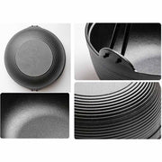 29cm Cast Iron Sukiyaki Iron Pot Japanese Shabu Shabu Pot Pan Stockpot Wooden Lid Home Camping Picnic V324-WD-SXSOUPPOT29CM