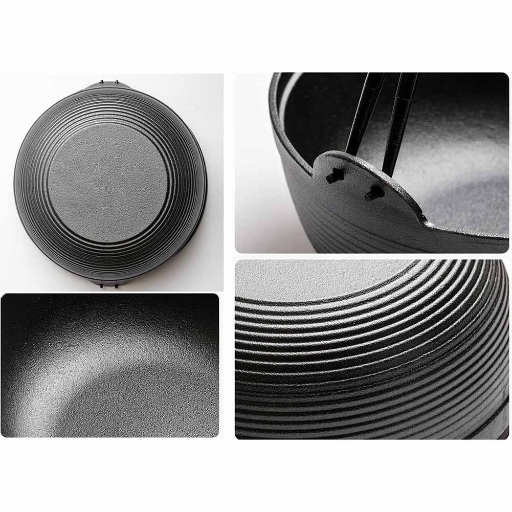 29cm Cast Iron Sukiyaki Iron Pot Japanese Shabu Shabu Pot Pan Stockpot Wooden Lid Home Camping Picnic V324-WD-SXSOUPPOT29CM