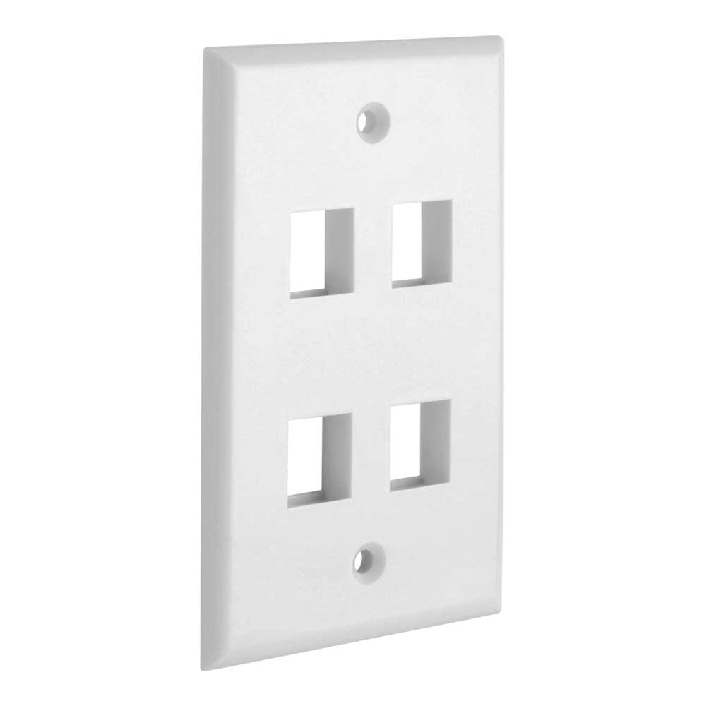 4 Port QuickPort outlet Wall Plate face plate, four Gang White V324-WP-4P