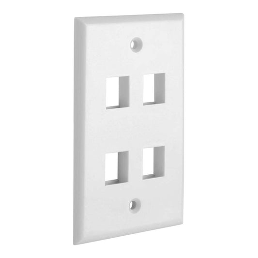 4 Port QuickPort outlet Wall Plate face plate, four Gang White V324-WP-4P