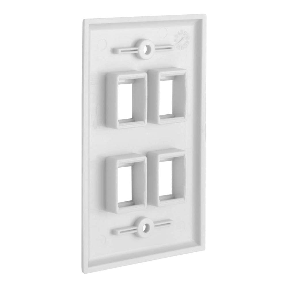 4 Port QuickPort outlet Wall Plate face plate, four Gang White V324-WP-4P