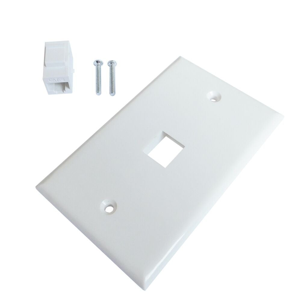 Ethernet Wall Plate 1 Port Cat6 Ethernet Cable Wall Plate Adapter V324-WP2XC6-1RJ45WP