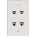 Ethernet Wall Plate 4 Port Cat6 Ethernet Cable Wall Plate Adapter V324-WP2XC6-4RJ45WP