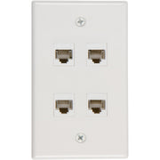 Ethernet Wall Plate 4 Port Cat6 Ethernet Cable Wall Plate Adapter V324-WP2XC6-4RJ45WP