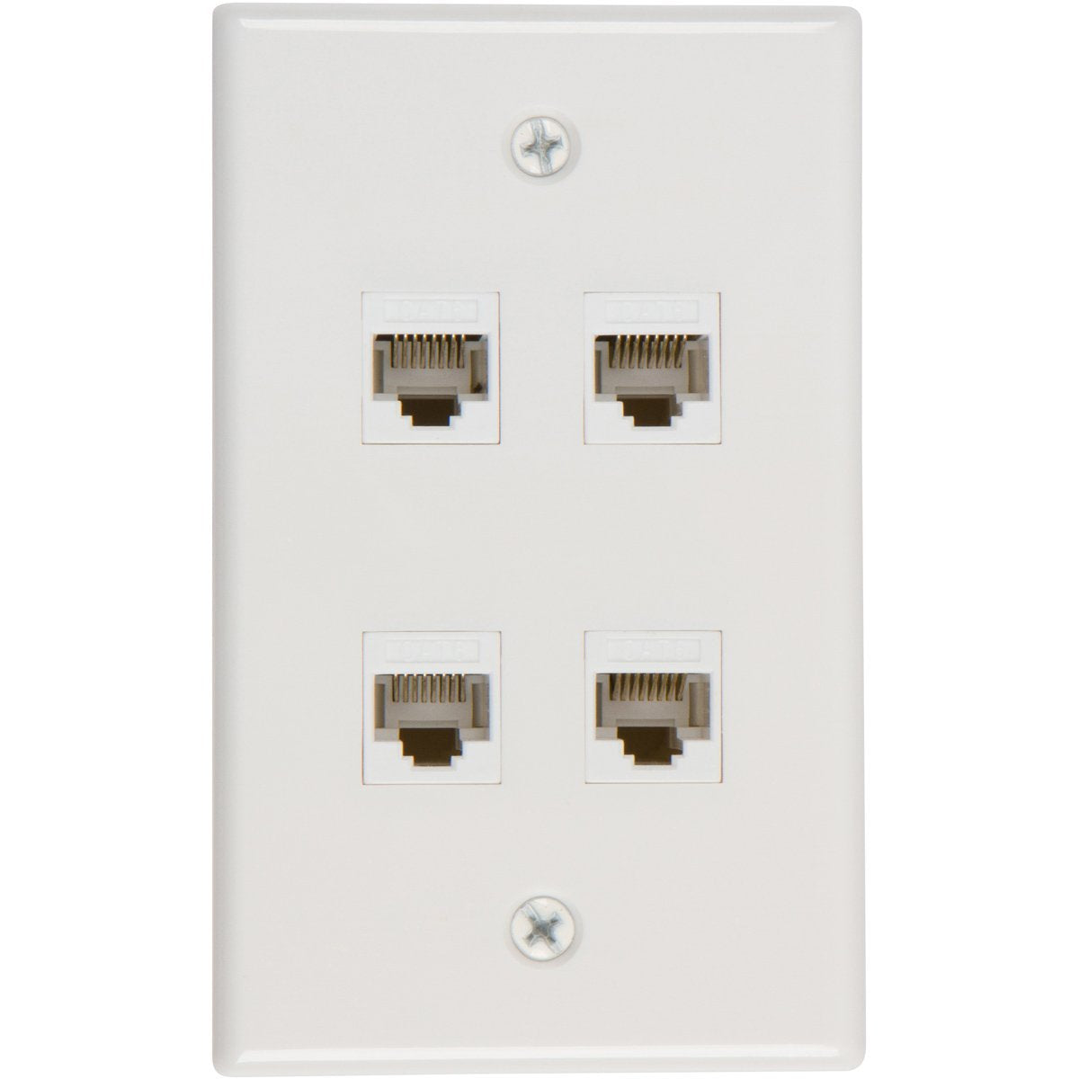 Ethernet Wall Plate 4 Port Cat6 Ethernet Cable Wall Plate Adapter V324-WP2XC6-4RJ45WP
