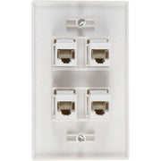 Ethernet Wall Plate 4 Port Cat6 Ethernet Cable Wall Plate Adapter V324-WP2XC6-4RJ45WP