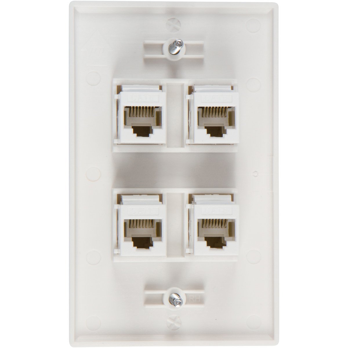Ethernet Wall Plate 4 Port Cat6 Ethernet Cable Wall Plate Adapter V324-WP2XC6-4RJ45WP