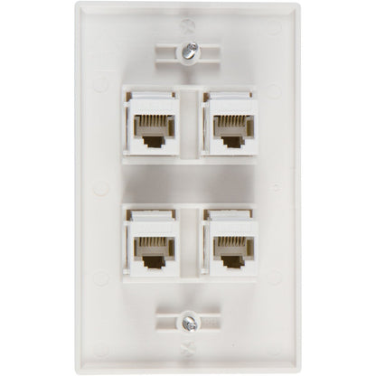 Ethernet Wall Plate 4 Port Cat6 Ethernet Cable Wall Plate Adapter V324-WP2XC6-4RJ45WP