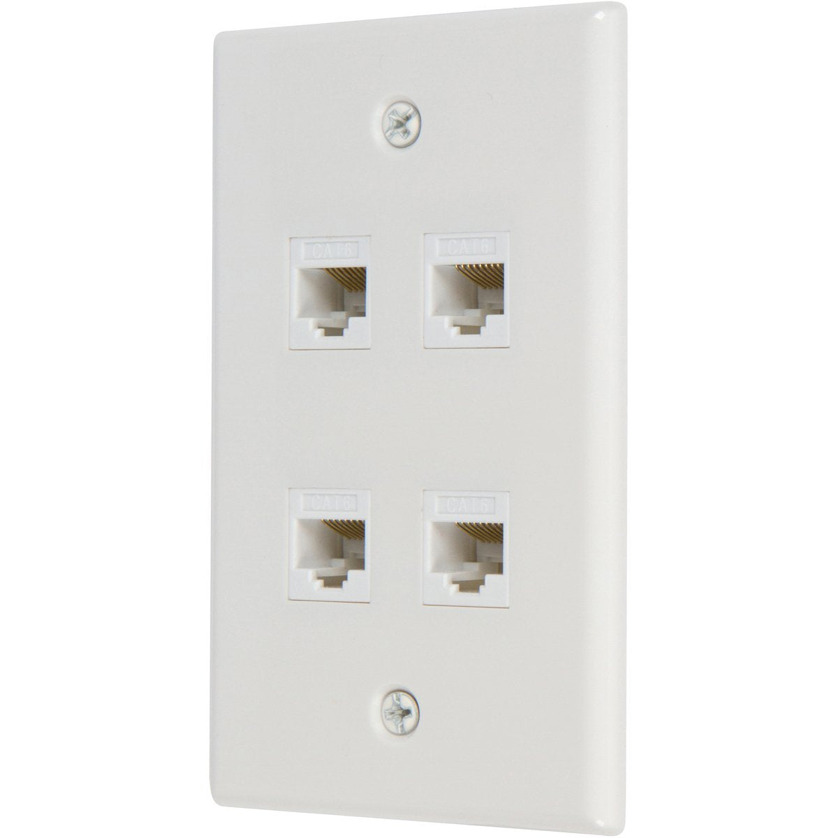 Ethernet Wall Plate 4 Port Cat6 Ethernet Cable Wall Plate Adapter V324-WP2XC6-4RJ45WP