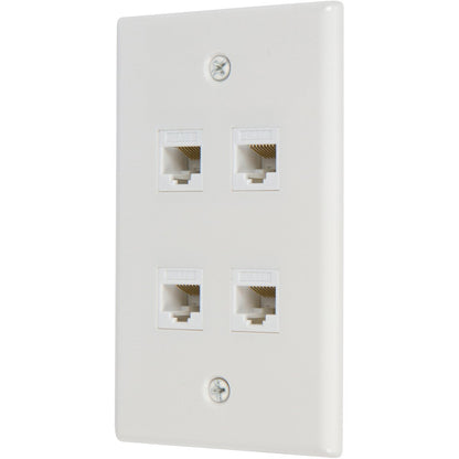 Ethernet Wall Plate 4 Port Cat6 Ethernet Cable Wall Plate Adapter V324-WP2XC6-4RJ45WP