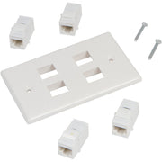Ethernet Wall Plate 4 Port Cat6 Ethernet Cable Wall Plate Adapter V324-WP2XC6-4RJ45WP