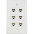 Ethernet Wall Plate 6 Port Cat6 Ethernet Cable Wall Plate Adapter V324-WP2XC6-6RJ45WP