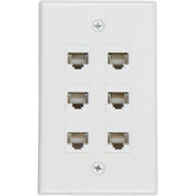 Ethernet Wall Plate 6 Port Cat6 Ethernet Cable Wall Plate Adapter V324-WP2XC6-6RJ45WP