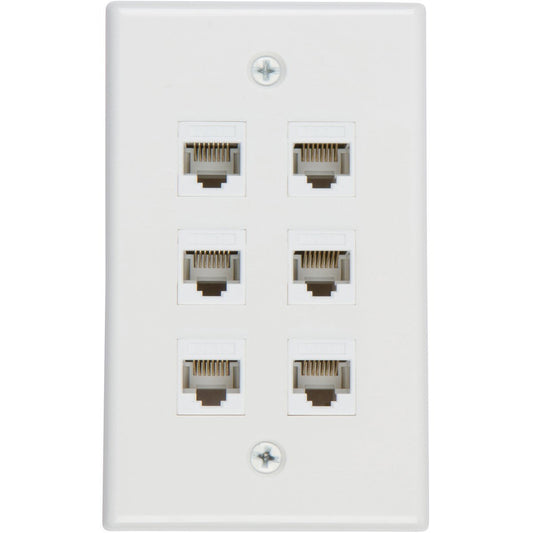 Ethernet Wall Plate 6 Port Cat6 Ethernet Cable Wall Plate Adapter V324-WP2XC6-6RJ45WP