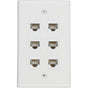 Ethernet Wall Plate 6 Port Cat6 Ethernet Cable Wall Plate Adapter V324-WP2XC6-6RJ45WP