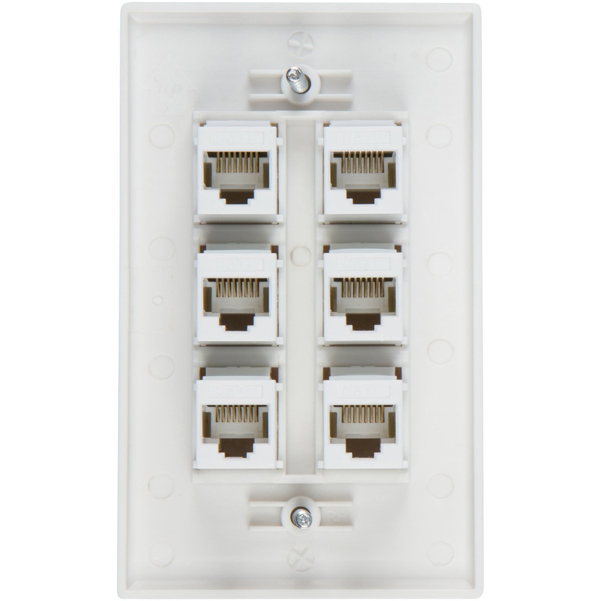 Ethernet Wall Plate 6 Port Cat6 Ethernet Cable Wall Plate Adapter V324-WP2XC6-6RJ45WP