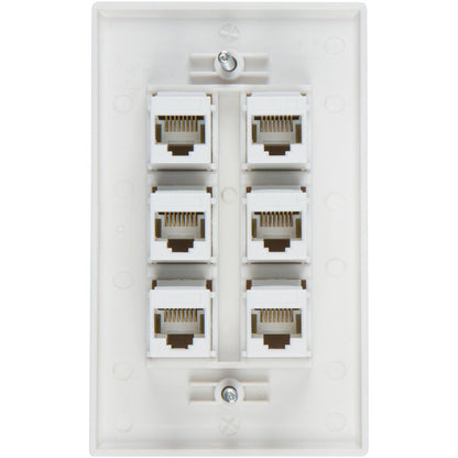 Ethernet Wall Plate 6 Port Cat6 Ethernet Cable Wall Plate Adapter V324-WP2XC6-6RJ45WP
