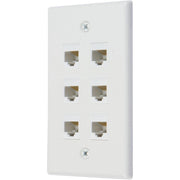 Ethernet Wall Plate 6 Port Cat6 Ethernet Cable Wall Plate Adapter V324-WP2XC6-6RJ45WP