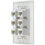 Ethernet Wall Plate 6 Port Cat6 Ethernet Cable Wall Plate Adapter V324-WP2XC6-6RJ45WP