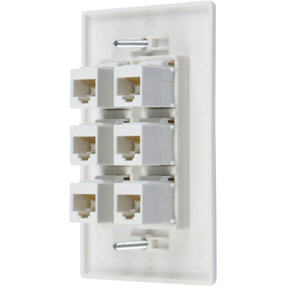 Ethernet Wall Plate 6 Port Cat6 Ethernet Cable Wall Plate Adapter V324-WP2XC6-6RJ45WP