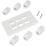 Ethernet Wall Plate 6 Port Cat6 Ethernet Cable Wall Plate Adapter V324-WP2XC6-6RJ45WP