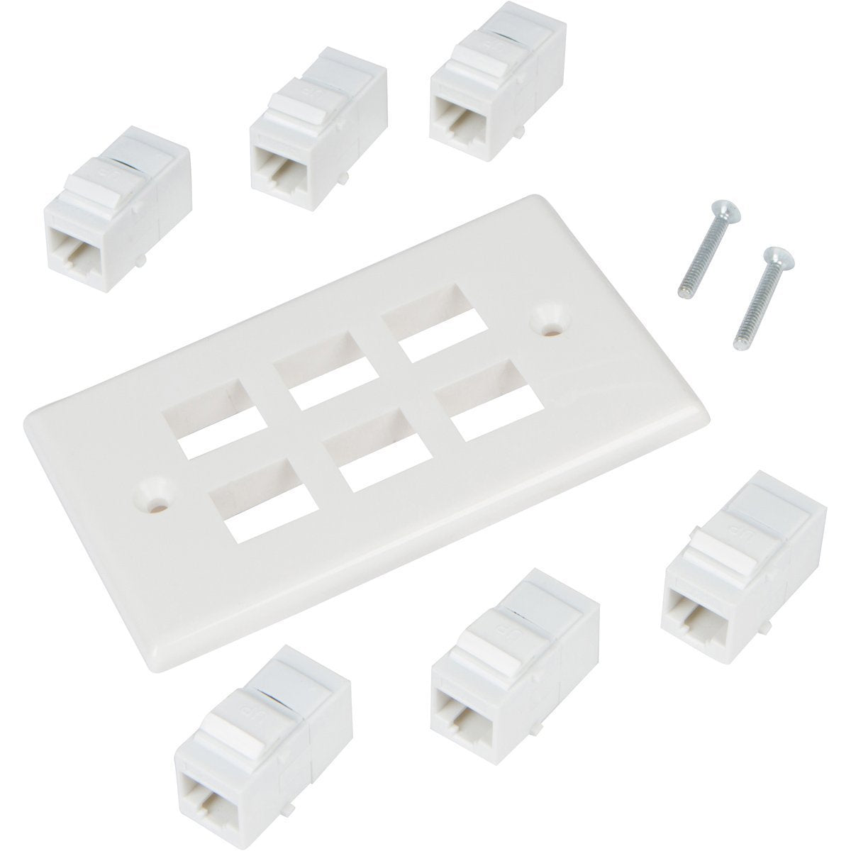 Ethernet Wall Plate 6 Port Cat6 Ethernet Cable Wall Plate Adapter V324-WP2XC6-6RJ45WP