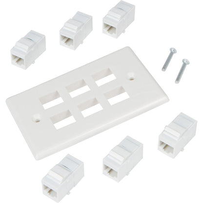 Ethernet Wall Plate 6 Port Cat6 Ethernet Cable Wall Plate Adapter V324-WP2XC6-6RJ45WP